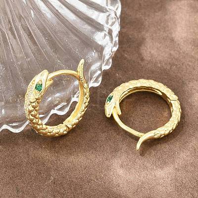 Brass Micro Pave Cubic Zirconia Hoop Earrings KK-CBAD104-04G-B-1