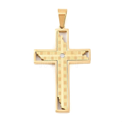 304 Stainless Steel Rhinestone Pendants STAS-B137-06G-1