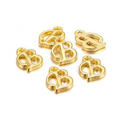 Golden Plated Alloy Letter Pendants PALLOY-J718-01G-B-1