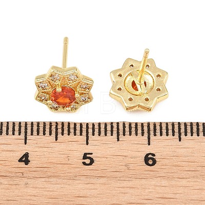 Brass Micro Pave Cubic Zirconia Stud Earrings for Women KK-A305-03G-05-1