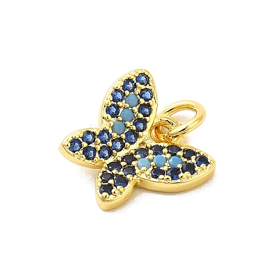 Real 18K Gold Plated Rack Plating Brass Micro Pave Cubic Zirconia Pendants Charms KK-S396-01I-1