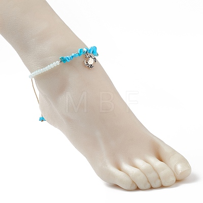 Ocean Theme Synthetic Turquoise Anklets Set AJEW-AN00506-1