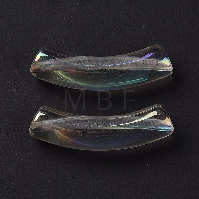 UV Plating Transparent Rainbow Iridescent Acrylic Beads X-OACR-A016-01M-1