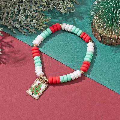Handmade Polymer Clay Bead Stretch Bracelets for Women BJEW-MZ00042-01-1