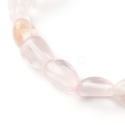 Natural Rose Quartz Beaded Stretch Bracelets for Kids BJEW-JB06250-07-1