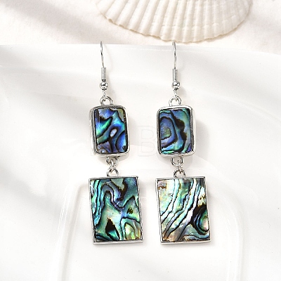 Brass Natural Abalone Shell Dangle Earrings EJEW-F388-01C-P-1