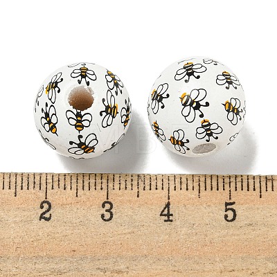 Printed Wood European Beads WOOD-G022-10B-1