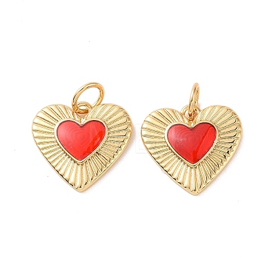 Heart Brass Enamel Pendants KK-G435-07G-01-1