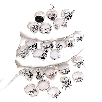 Alloy Skull Finger Rings Sets for Women PW-WG6A396-01-1