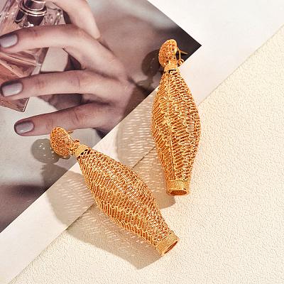 Vintage Filigree Mesh Lantern Alloy Stud Earrings OB4843-1