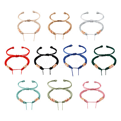 10Pcs 10 Colors Adjustable Nylon Cord Braided Bracelet Making MAK-TA0001-15-1