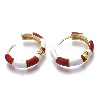 Brass Huggie Hoop Earrings EJEW-S209-08D-1