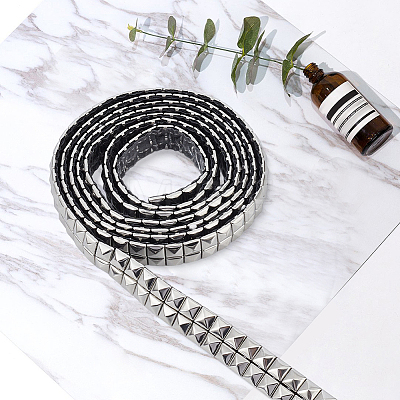 2 Yards 201 Stainless Steel Square Rivet Studed Cord DIY-GF0013-61A-1