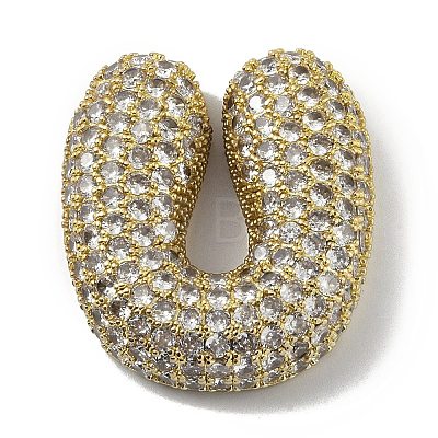 Rack Plating Brass Micro Pave Clear Cubic Zirconia Pendants ZIRC-U002-G-U-1