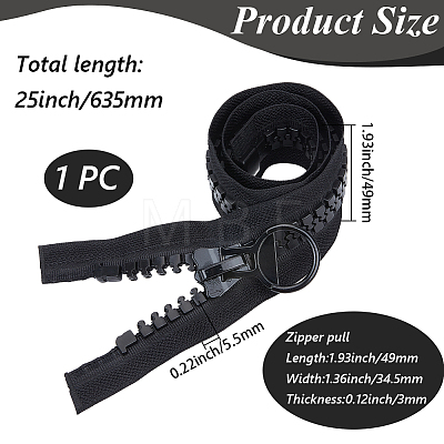 1Pc Alloy & Polyester & Resin Zipper FIND-CY0002-19-1