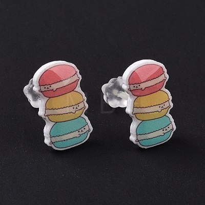 Colorful Acrylic Imitation Food Stud Earrings with Platic Pins for Women EJEW-F293-02A-1
