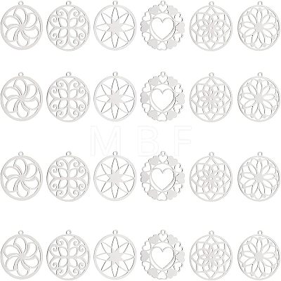 Unicraftale 24Pcs 6 Style 201 Stainless Steel Pendants STAS-UN0029-88-1