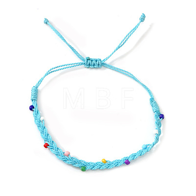 Glass Round Beads Braided Bead Bracelets IA6330-4-1