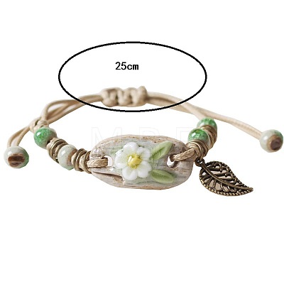 Alloy & Porcelain & Wax Cord Charm Bracelets FS-WGF05A0-01-1