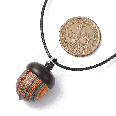 Spray Painted Wooden Acorn Box Pendant Necklaces NJEW-JN05035-1