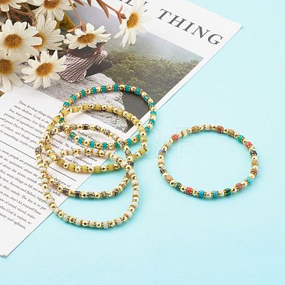 Natural Mixed Gemstone Stretch Beaded Bracelets BJEW-JB06244-1