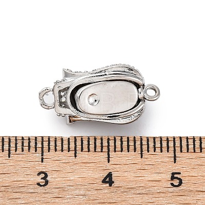 Brass & Clear Cubic Zirconia & Black Lip Shell Epoxy Resin Box Clasps KK-P291-35P-1