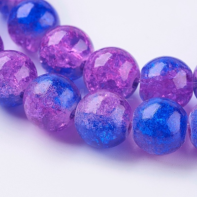 Two Tone Crackle Glass Bead Strands CCG-I001-08-1