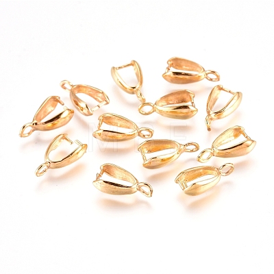 Grade AA Brass Ice Pick Pinch Bails for Pendant Making KK-M008-b-06G-NR-1