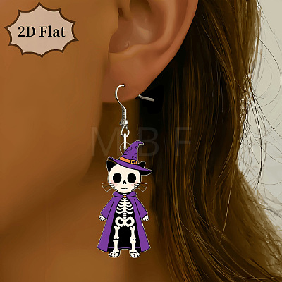 Cat Shape with Skeleton Acrylic Dangle Earrings FS-WG9EDFB-01-1