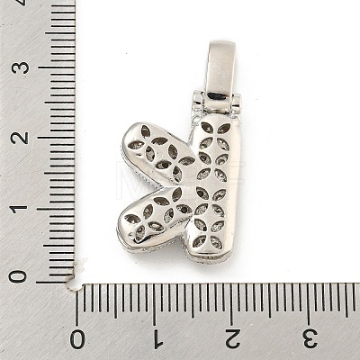 Brass Micro Pave Clear Cubic Zirconia Pendants KK-B099-01P-K-1