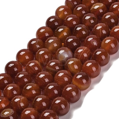 Natural Striped Agate/Banded Agate Beads Strands G-B079-A05-03-1