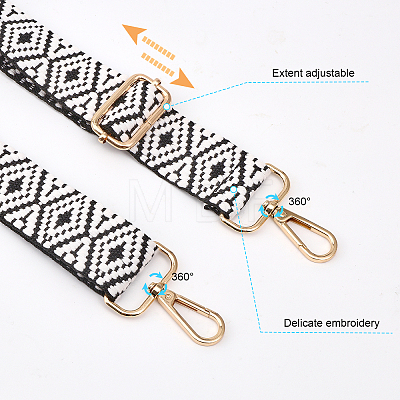 Two Tone Rhombus Pattern Polycotton Braided Adjustable Bag Handles FIND-WH0129-23A-1