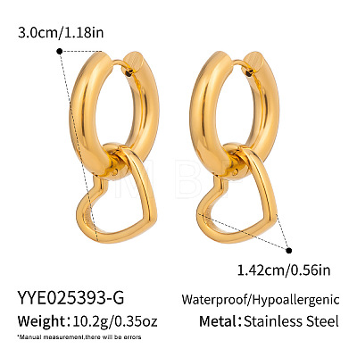 Heart Stainless Steel Hoop Earrings YB7008-1-1