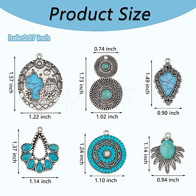 12Pcs 6 Styles Synthetic Turquoise Pendants FIND-SZ0005-73-1