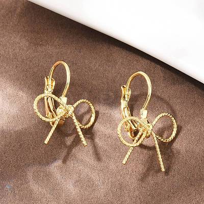 Bowknot Brass Leverback Earrings EJEW-A150-04A-G-1