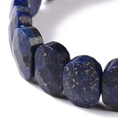 Natural Lapis Lazuli Oval Beaded Stretch Bracelet G-E010-01Q-1