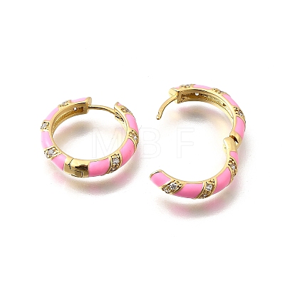 Brass Micro Pave Clear Cubic Zirconia Huggie Hoop Earrings EJEW-H121-22G-05-1