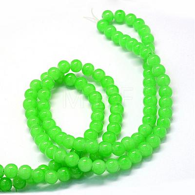 Baking Painted Imitation Jade Glass Round Bead Strands DGLA-Q021-4mm-09-1