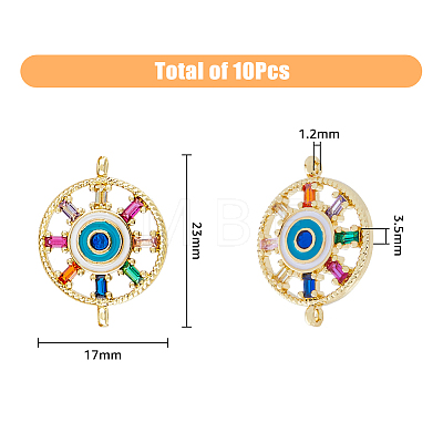 10Pcs Brass Colorful Cubic Zirconia Connector Charms FIND-HY0001-22-1