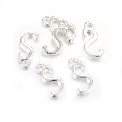 Silver Color Plated Alloy Letter Pendants X-PALLOY-J718-01S-S-1