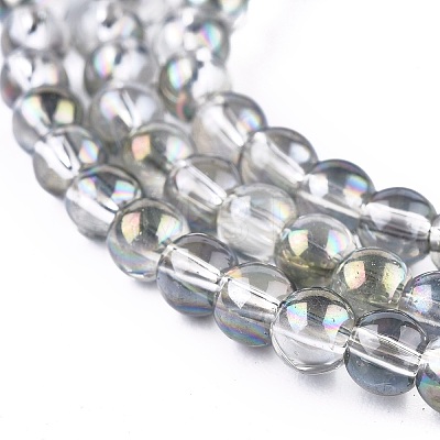 Full Rainbow Plated Round Electroplated Glass Beads Strands EGLA-I002-4mm-01-1