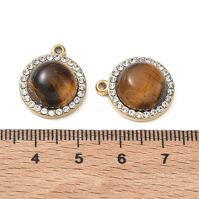 304 Stainless Steel & Natural Tiger Eye Pendants SA-CBA11D7-04G-1