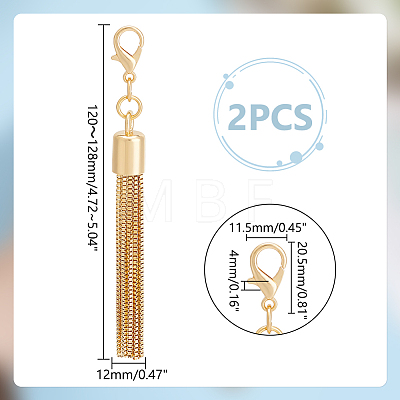 Unicraftale 2Pcs Alloy Keychain Tassel Chain Pendant Decoration HJEW-UN0001-24-1