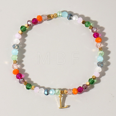 Brass Initial Charm Bracelets KC4213-12-1
