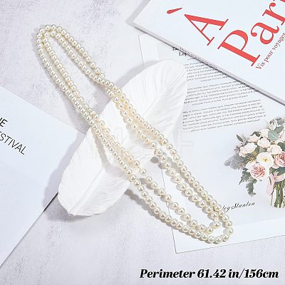 Baking Paint Pearlized Glass Pearl Round Beaded Long Necklaces NJEW-SW00066-03-1