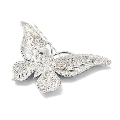 Butterfly Platinum Zinc Alloy Rhinestone Brooches JEWB-R051-01P-01-1