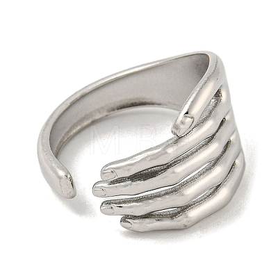 304 Stainless Steel Open Cuff Ring RJEW-C067-17P-1