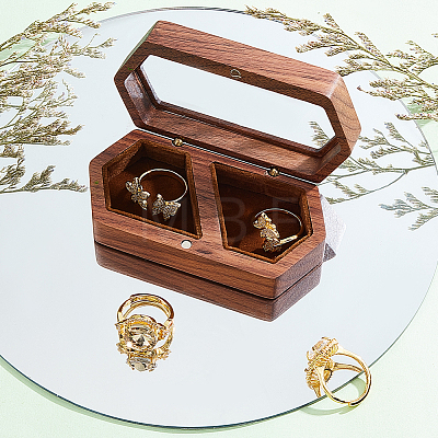 2-Slot Wooden Couple Rings Storage Boxes CON-WH0087-42B-1