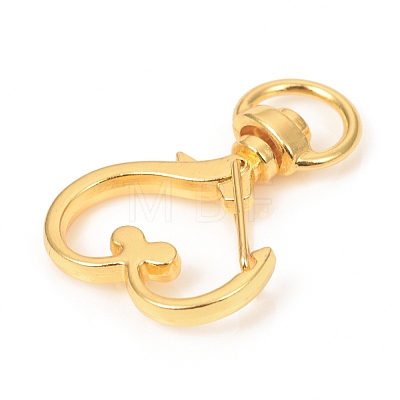 Heart Shape Zinc Alloy Swivel Lobster Claw Clasps X-IFIN-WH0053-01G-1