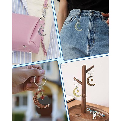 7Pcs Natural & Synthetic Mixed Stone Keychains KEYC-FS00049-1